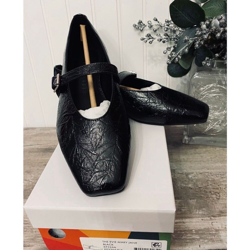 Katy Perry Collections Black Textured Mary Jane Flats